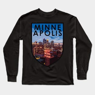 Minneapolis Skyline Night Long Sleeve T-Shirt